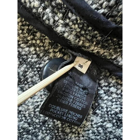 ISABEL MARANT ETOILE Tweed Blazer Jacket Black White Fringe Trim Women Size 36 - Picture 9 of 9